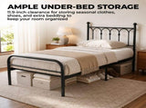 Metal Platform Bed Frame, Classic Iron Art Headboard & Footboard, Stable & Noiseless, 11.9 Inch 03450909