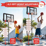 ZUN Basketball Hoop Outdoor Portable Goals Court System 4.2-10Ft Adjustable Height, 44 Inch Shatterproof 06326482