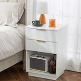 White P2 Density Board Wavy Pattern Drawer Front Two-Drawer Bedside Cabinet 42239066