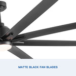 ZUN 72'' Indoor Smart Black Ceiling Fan with LED light and App Remote Control W1367P197402