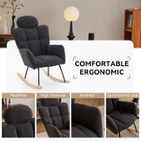 055-Teddy Fabric Upholstered Nursery Rocking Glider Chair Modern Accent Armchair Padded Seat with W527P228311