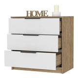 ZUN Cannon 3-Drawer Dresser White and Light Oak B06280495