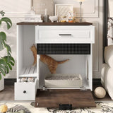 Cat Litter Box Enclosure, Indoor Hidden Cat Litter Box Furniture with 2 Drawers and Door, Cat House N704P287849D