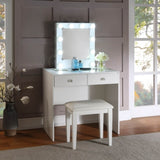 White Makeup Vanity and Stool Set with 10 Lights and USB Port and Power Outlet, 2x Drawers Luxurious B011P146014