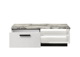 ZUN Matilda 47" White Coffee Table with White Faux Marble Top B061P160680