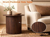 Minimalist Round Pedestal Side Table, Space-Saving Stable Nightstand with Rounded Edges & Anti-Slip 90717001