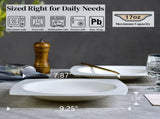 9.25 Inch Square Pasta Bowls Set of 6, 17oz White Porcelain Soup Plates, Microwave & Dishwasher Safe 15883057