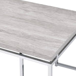 ZUN Natural Oak and Chrome Coffee Table with Metal Sled Base B062P189174