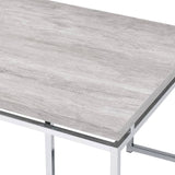 Natural Oak and Chrome Coffee Table with Metal Sled Base B062P189174