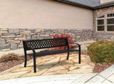 47in PVC Mesh Backrest Iron Bench Black 75056044