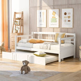 Twin Size Daybed Wood Bed with Twin Size Trundle,White WF295030AAK