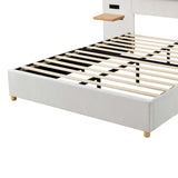 Queen Size Upholstered Platform Bed, Two Outlets and USB Charging Ports on Both Sides, Two Bedside WF324746AAA