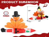 4.9 FT Lighted Christmas Inflatable Decoration, Inflatable Turkey Sitting on Santa Claus, Funny Blow 00028271