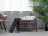 Outdoor PE Wicker Side Table with Storage, Patio Rattan End Table Square Container for Furniture 64589398