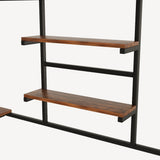 Full size loft metal bed with black for bedroom and dormitory, with built-in charging station and 69416959