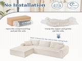 Full-Compression Chaise Lounge Set Modular Corduroy Sectional with Arched Armrests, Non-Slip Base, 37608560