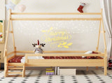 Full House Platform Bed with Stairs, Solid Wood Twin Bed Frame, Low Profile and Childlike Fun W1580P354721