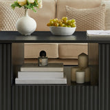 46.5"modern luxury oval coffee table with drawers and storage compartments, curved contour design, W1162P339119