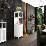 Large capacity multifunctional bamboo storage cabinet furniture for bathroom and living room white W2207P242507