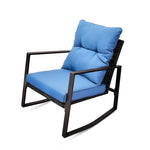 ZUN 3 Pieces Patio Bistro Set Outdoor Rocking Chair w Blue Cushion for Yard Garden Poolside W2071P201034