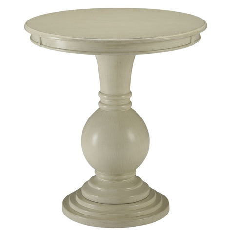 ZUN Antique White Accent Table with Pedestal Base B062P185650