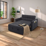 ZUN Stylish black Pull-Out Sofa Bed with Woven Polyester Fabric & Solid Wood Frame W2297P211256