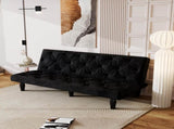 Sofa-to-Bed Evolution 66" Black Velvet Sofa Bed Transforms Seamlessly, Ideal for Family Living W3371P302156