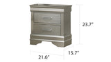 Modern Style 2-Drawer Nightstand made with Wood in Silver B009P178536