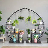 2pcs 5 Layers Semicircle Iron Wood Suitable For Garden Balcony Patio Lawn Home Decoration Plant 11920122