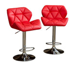 ZUN Glasgow Contemporary Tufted Adjustable Height Hidraulic Bar Stools, Set of 2, Red T2574P164867