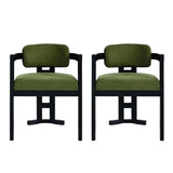 ZUN Indoor Upholstered Wood Dining Chair,Green+Black N768P221635E