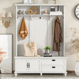 Modern Style Hall Tree with Storage Cabinet and 2 Large Drawers, Widen Mudroom 77674371