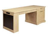 55" Modern Fluted Office Desk with Storage Cabinet & Drawers, Computer Writing Desk with Power 97527094