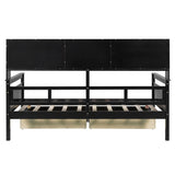 Twin size Daybed, Wood Slat Support, with Bedside Shelves and Two Drawers, Espresso N708P245183P