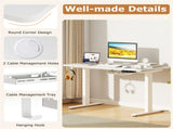 White 55" Electric Standing Desk with Dual Motors, 3 Memory Settings Sit-Stand Desk for Home Office 10820626