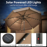 10 foot taupe terrace umbrella with solar powered LED lights and multi-layered ventilated roof 60207818