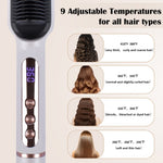 ZUN Negative Ionic Hair Straightener Brush with 9 Temp Settings, 30s Fast Heating, Hair Straightening 29366053