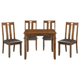 Brown Finish 5pc Dining Table and 4 Side Chairs Upholstered Seat Wooden Kitchen Dining Furniture B011P170887