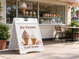 White 22" x 28" Weatherproof A-Frame Sandwich Board Sign with Weighted Tank for Outdoor Sidewalk Use 92440687