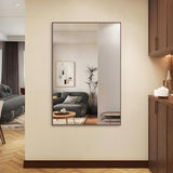 60"x40" Oversized Modern Rectangle Bathroom Mirror with walnut Frame Decorative Large Wall Mirrors W708P297606
