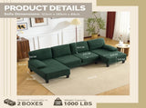 U-Shaped Convertible Sectional Sofa with 2 Chaise Lounges, 4-Seater Modular Couch with Removable & 13591689