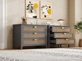 3 Drawer Cabinet,Natural rattan,American Furniture,Suitable for bedroom, living room, study W68858065
