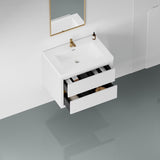 30" Wall-Mounted Bathroom Vanity with Sink, Floating Bathroom Storage Cabinet with Stone Resin W1573P211172