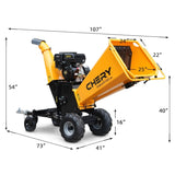 6'' Inch 420cc 15hp Pull Start Gas Powered 4-Wheels Wood Chipper Shredder Mulcher with Towbar/Stop W2089P218632