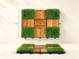 30 Pack Acacia Wood Interlocking Deck Tiles, 12x12in Snap-On Patio Flooring, Natural Wood Finish, 98573591