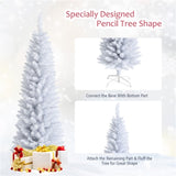 5 Feet White Artificial Christmas Pencil Tree with Folding Metal Stand 08228370