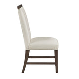 Contemporary Dining Set of 2 Side Chairs Beige Fabric Upholstery Brown Finish Wooden Furniture B011P355870