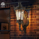 Vintage Outdoor Wall Lantern, Waterproof Exterior Wall Sconce with Crown Top and Clear Glass, W1340P209950