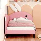 Twin size Upholstered Rabbit-Shape Daybed, Sofabed with Rabbit Ear Headboard, Pink N733P208516H