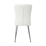 ZUN Modern white PU dining chair, cloth upholstered chair, electroplated metal chair legs, suitable for W210P224292